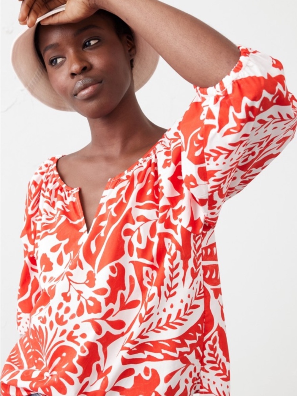 Banana Republic Lantern Sleeve Poplin Top